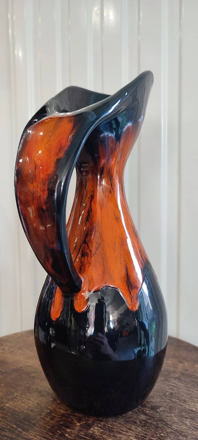Flamed ceramic pitcher vase 1960