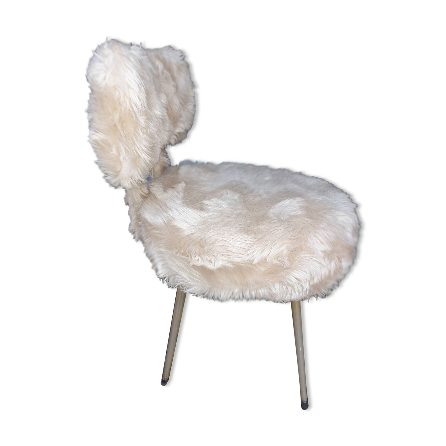 Chaise moumoute seventies blanc