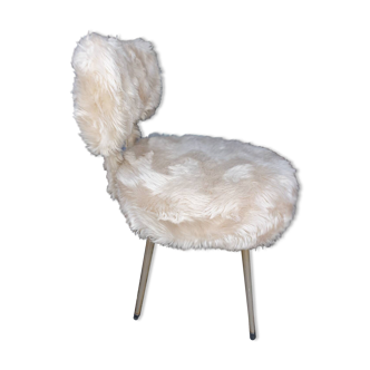 Chaise moumoute seventies blanc