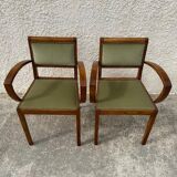 Pair of green velvet bridge armchairs