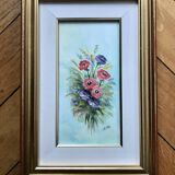 Very pretty framed watercolor bouquet of flowers Italy