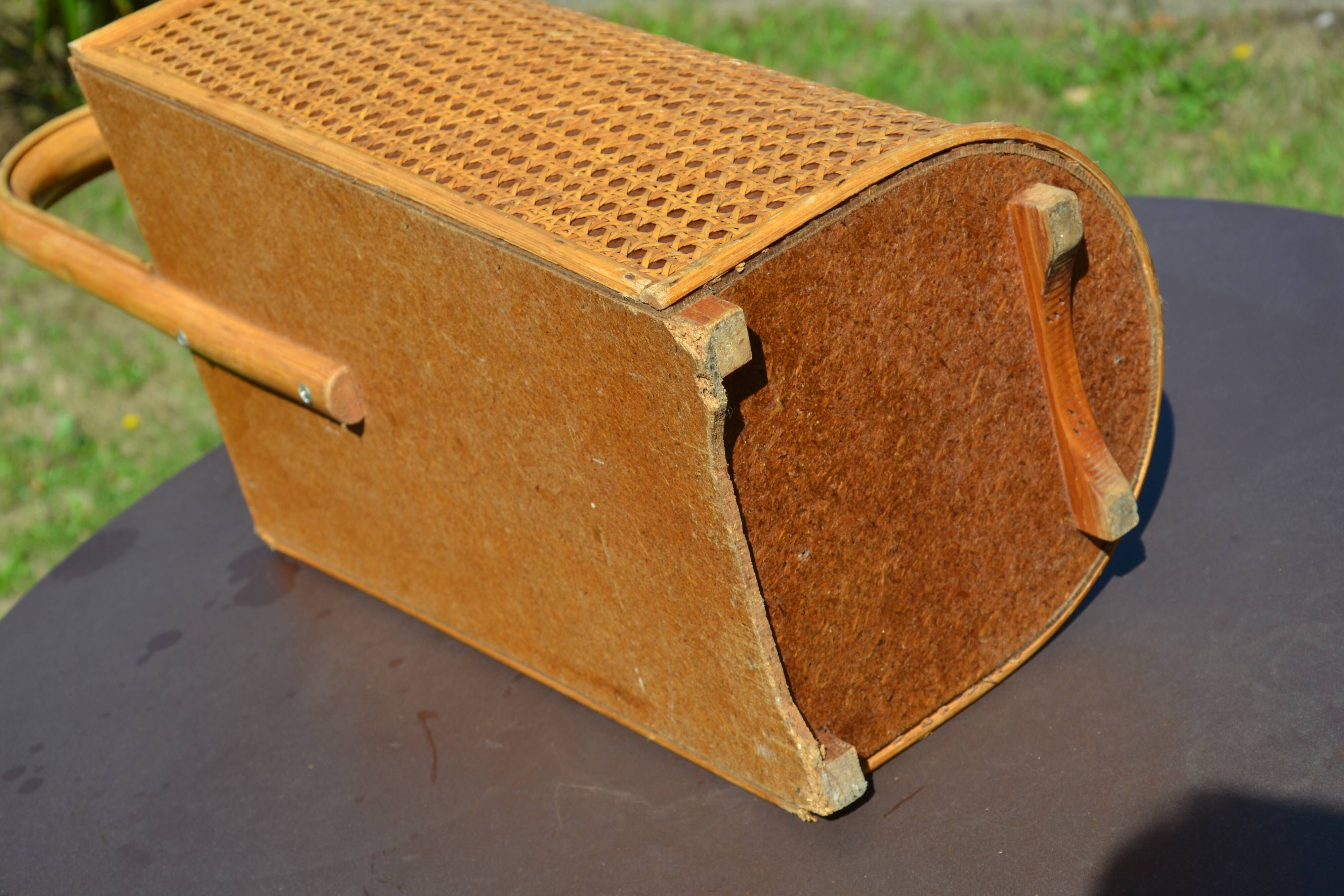 Vintage wicker and cane umbrella stand