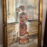 Grande Aquarelle Encadrée - Une Élégante - Signée période 1900