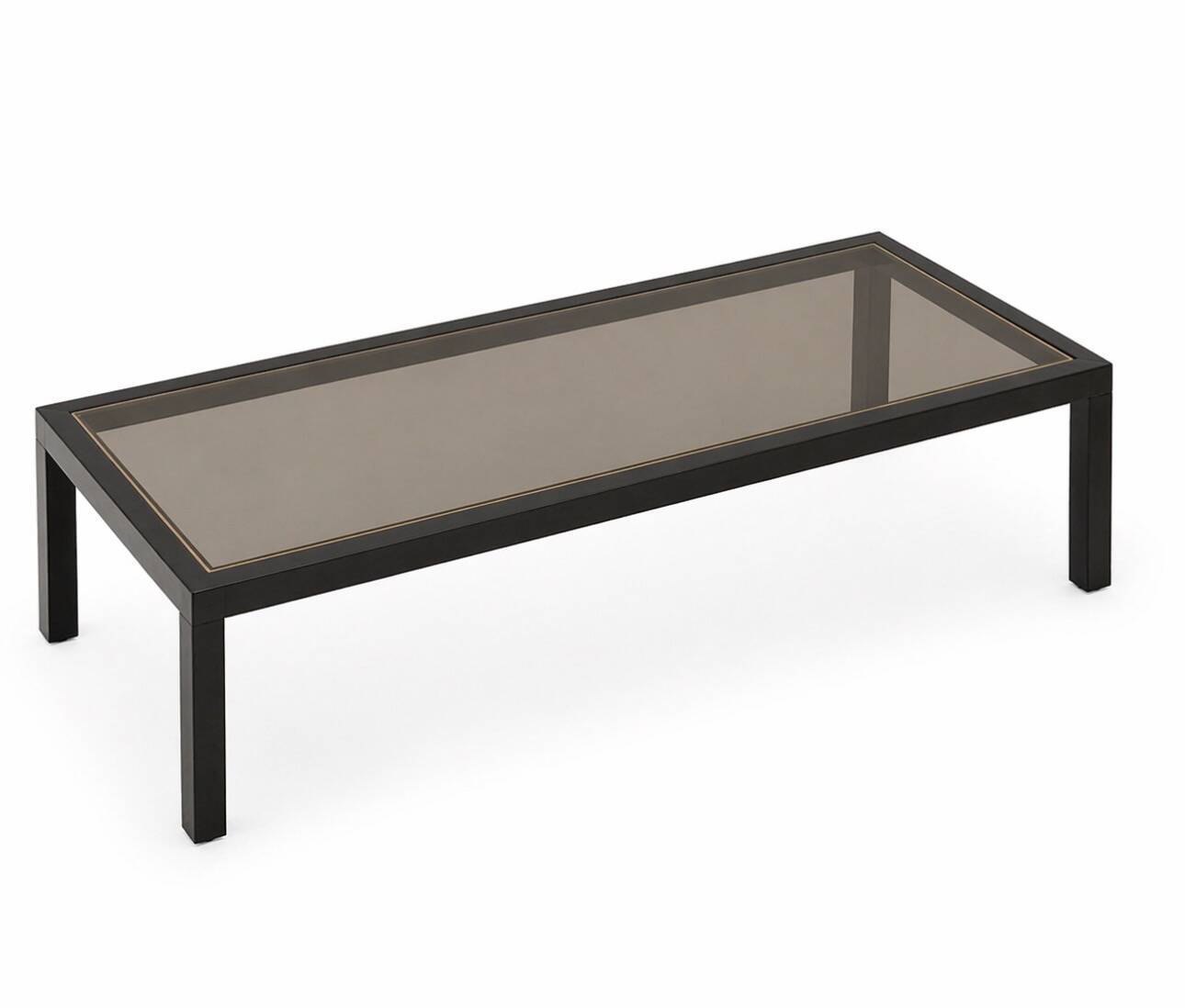 Smoked glass coffee table with chrome metal.