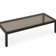 Smoked glass coffee table with chrome metal.