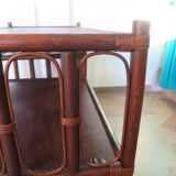 Retro-Side table-vinyl furniture-wood, rattan and bamboo-80s