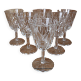 Set of 6 Harlequin water glasses in Reims crystal glass 1950
