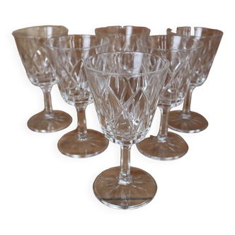 Set of 6 Harlequin water glasses in Reims crystal glass 1950