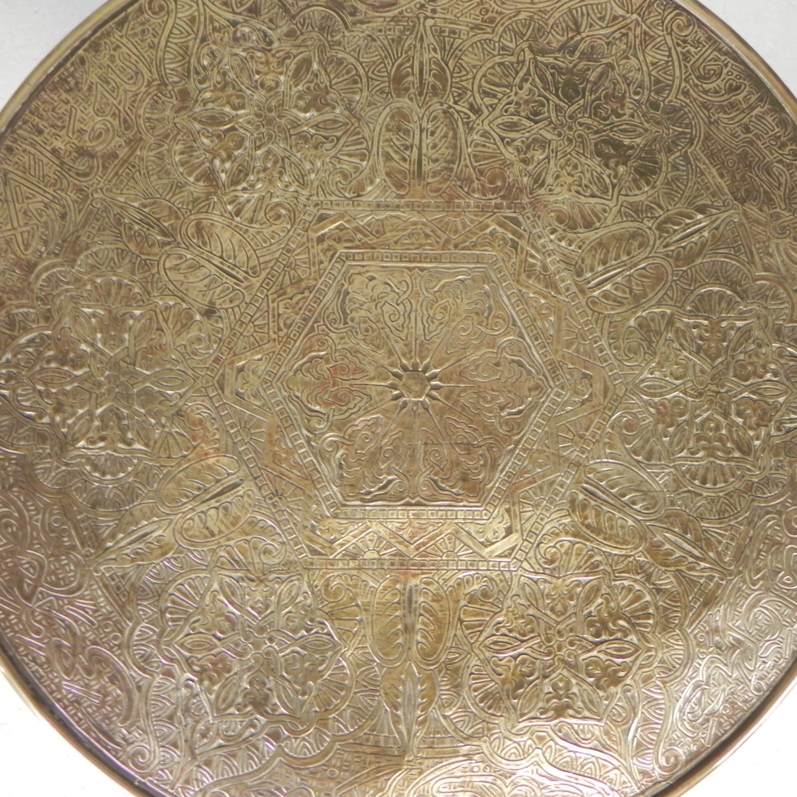 Table Art Déco avec plateau en laiton, Amsterdam School, années 1930