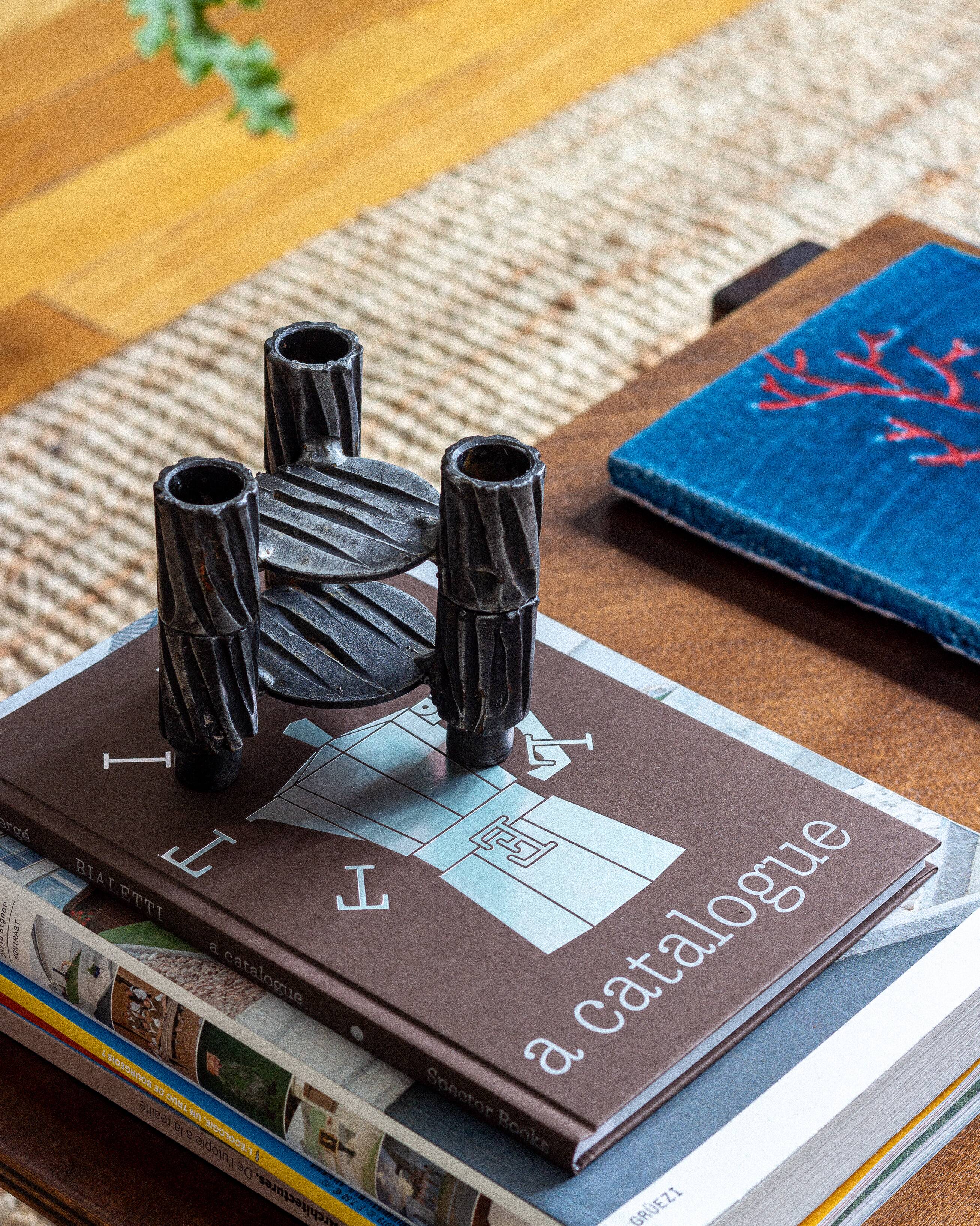 Set of two three-headed candle holders, France, 1960s/70s