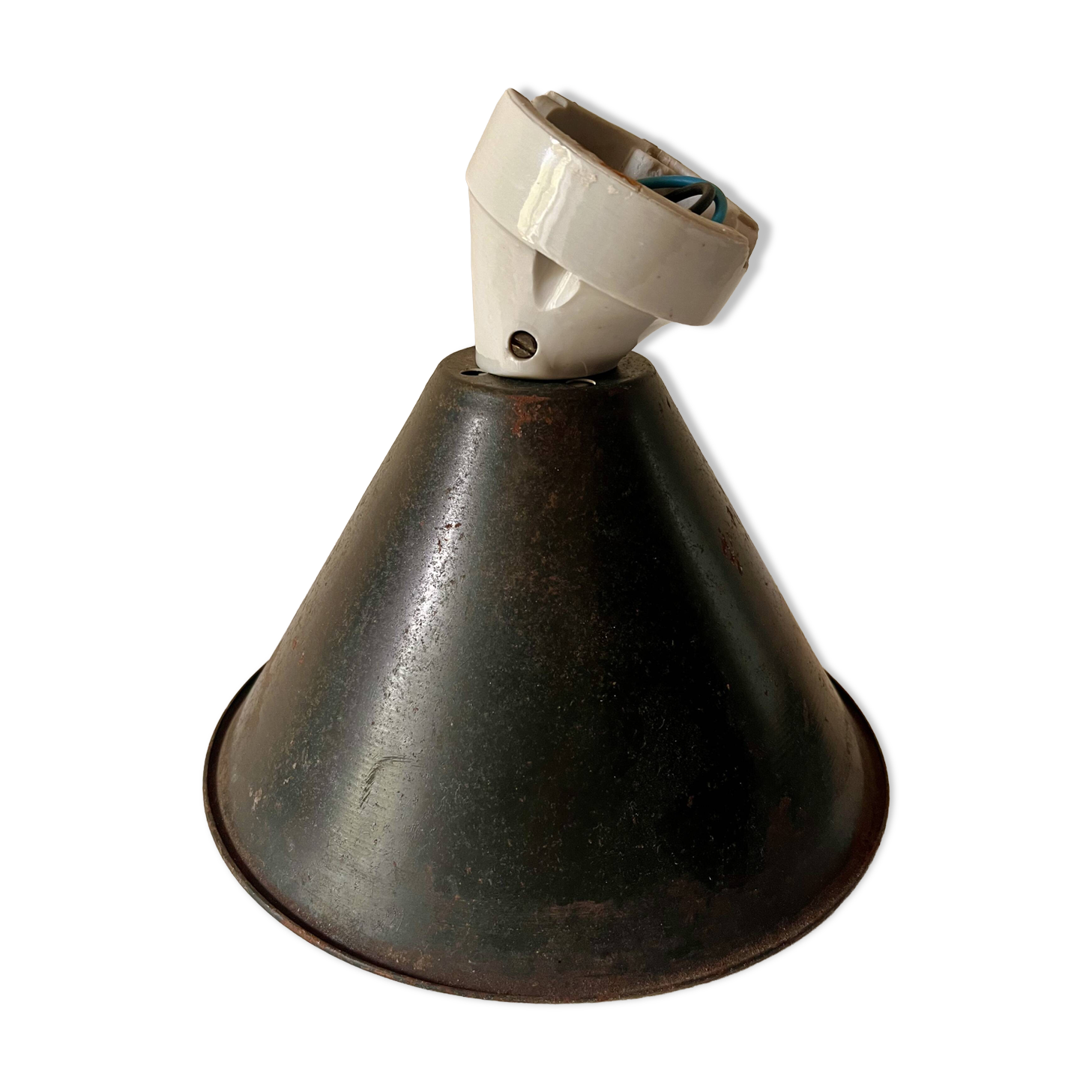 Conical wall light on porcelain base