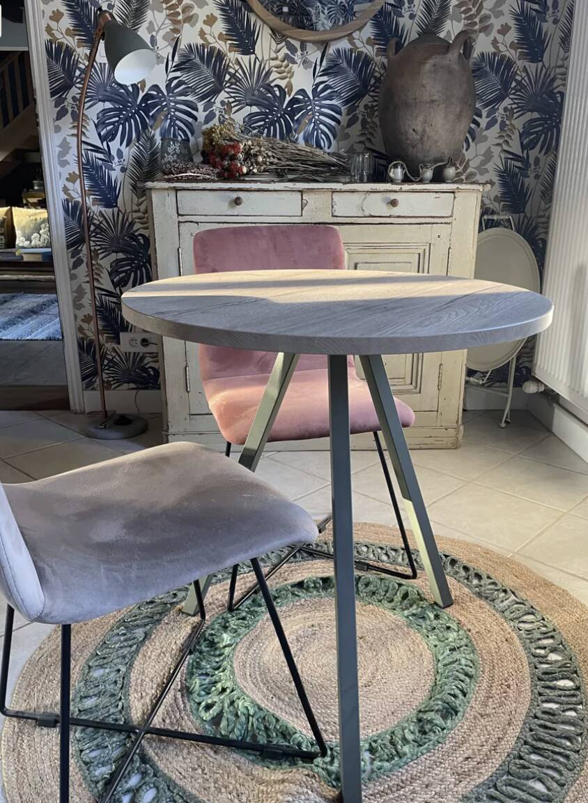 Table ronde bois pieds métal