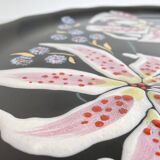 LONGWY earthenware dish with lilies signed L. VALENTI