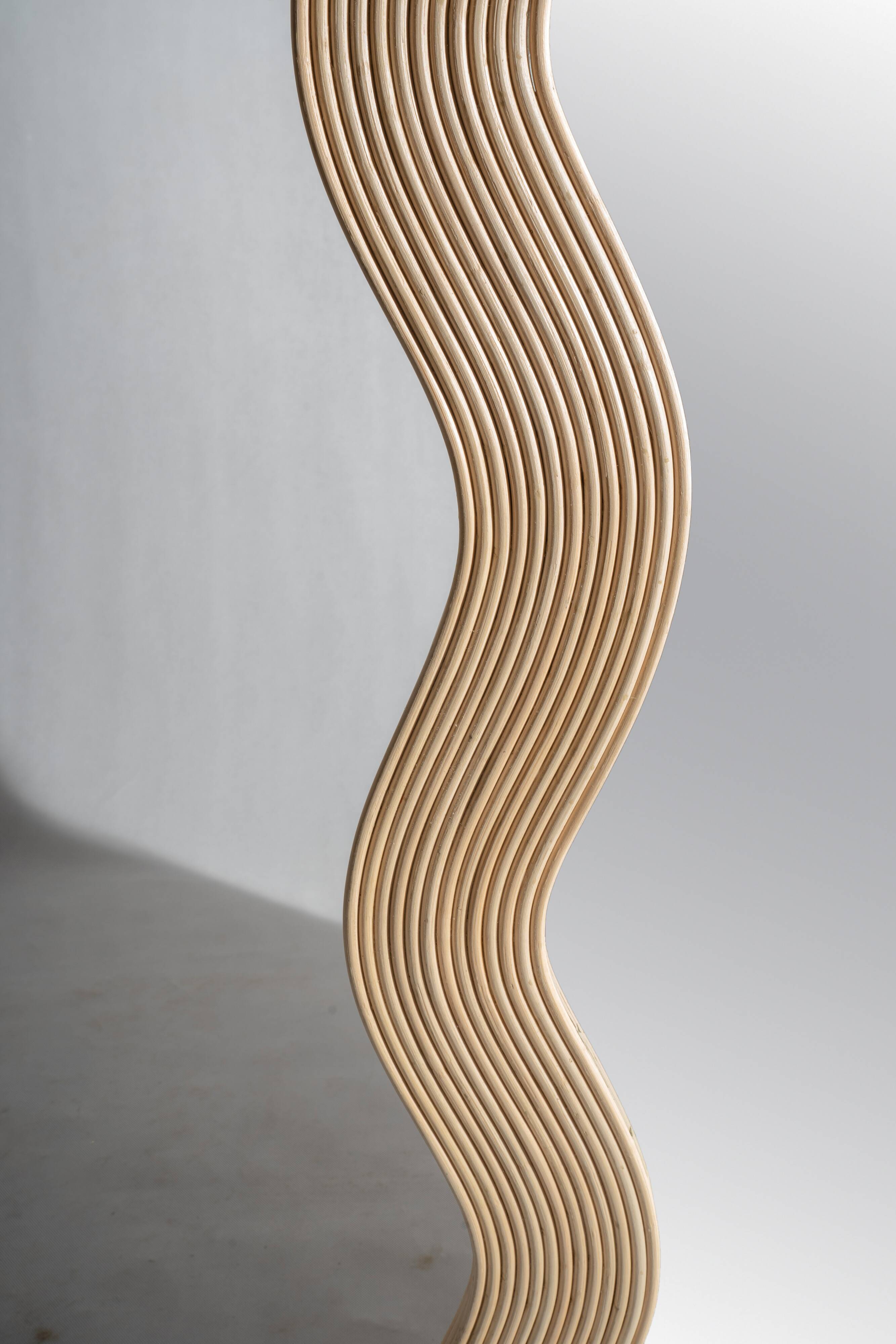 Zigzag rattan foot mirror H:182cm