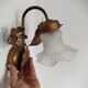 Pair of vintage flower & leaf style wall sconces - molded glass