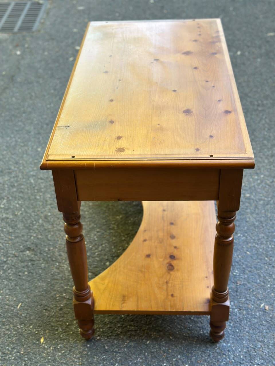 Vintage Console Desk in Solid Pine with Removable Upper Unit 1980