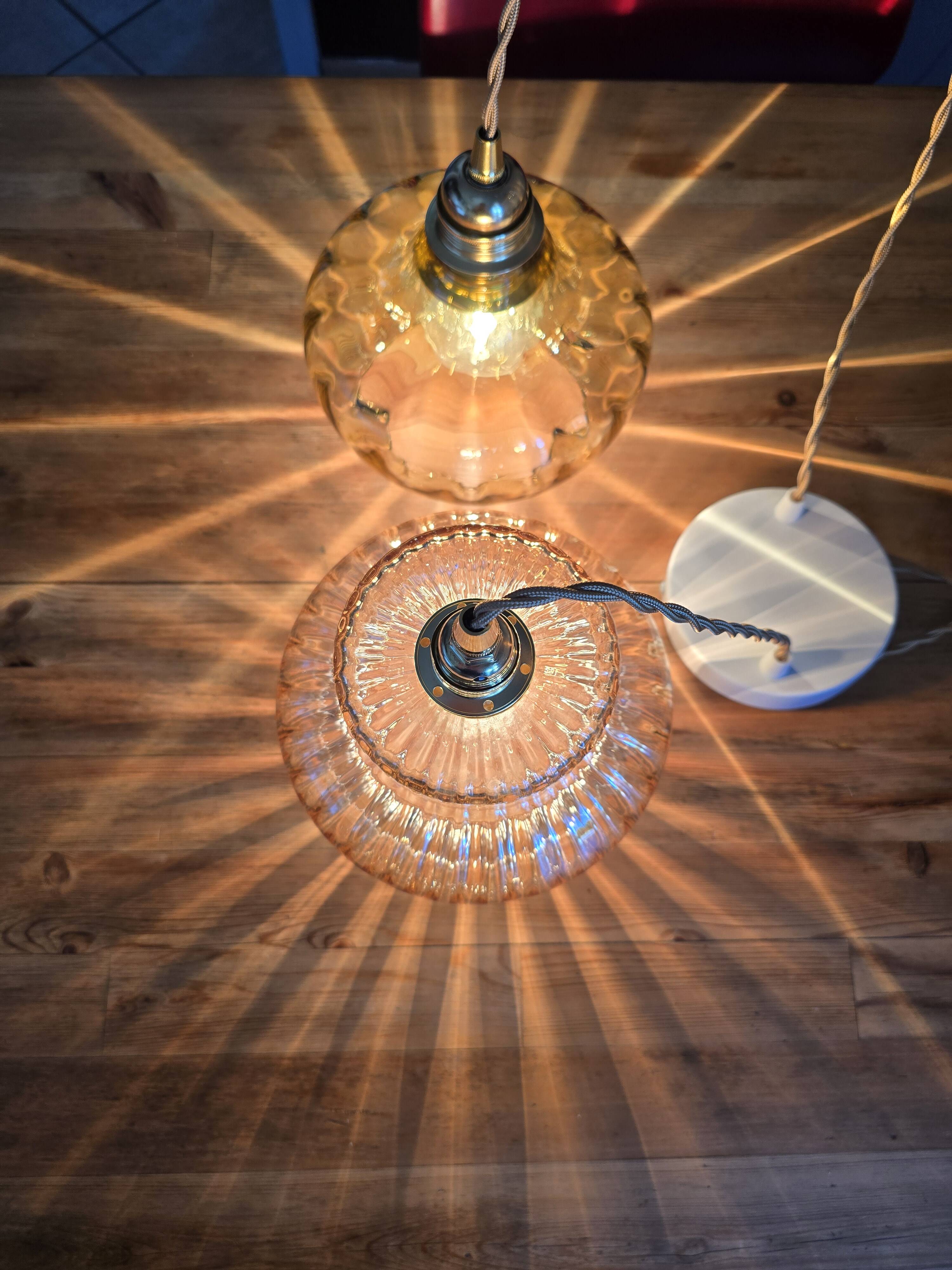 Vintage amber cascading suspension globes