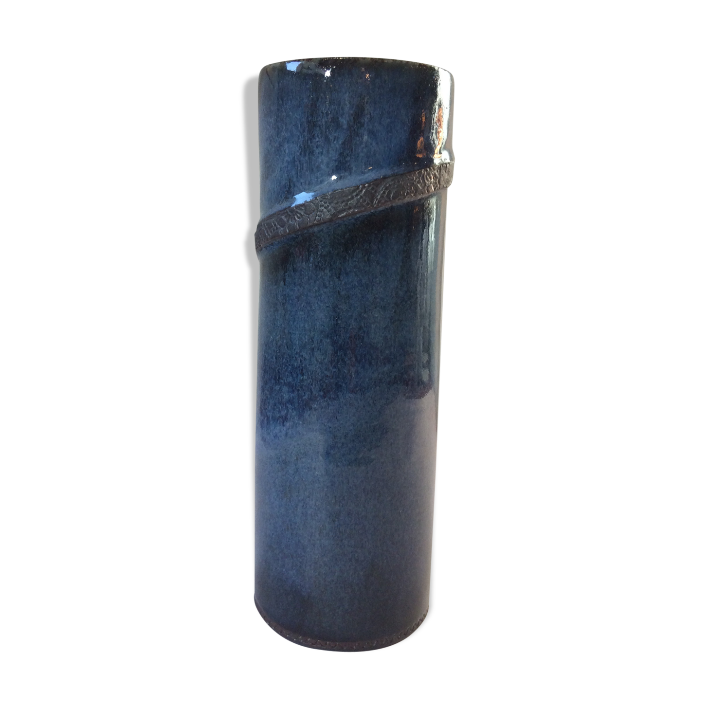 Japanese blue roll vase