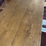 Varnished oak farmhouse table