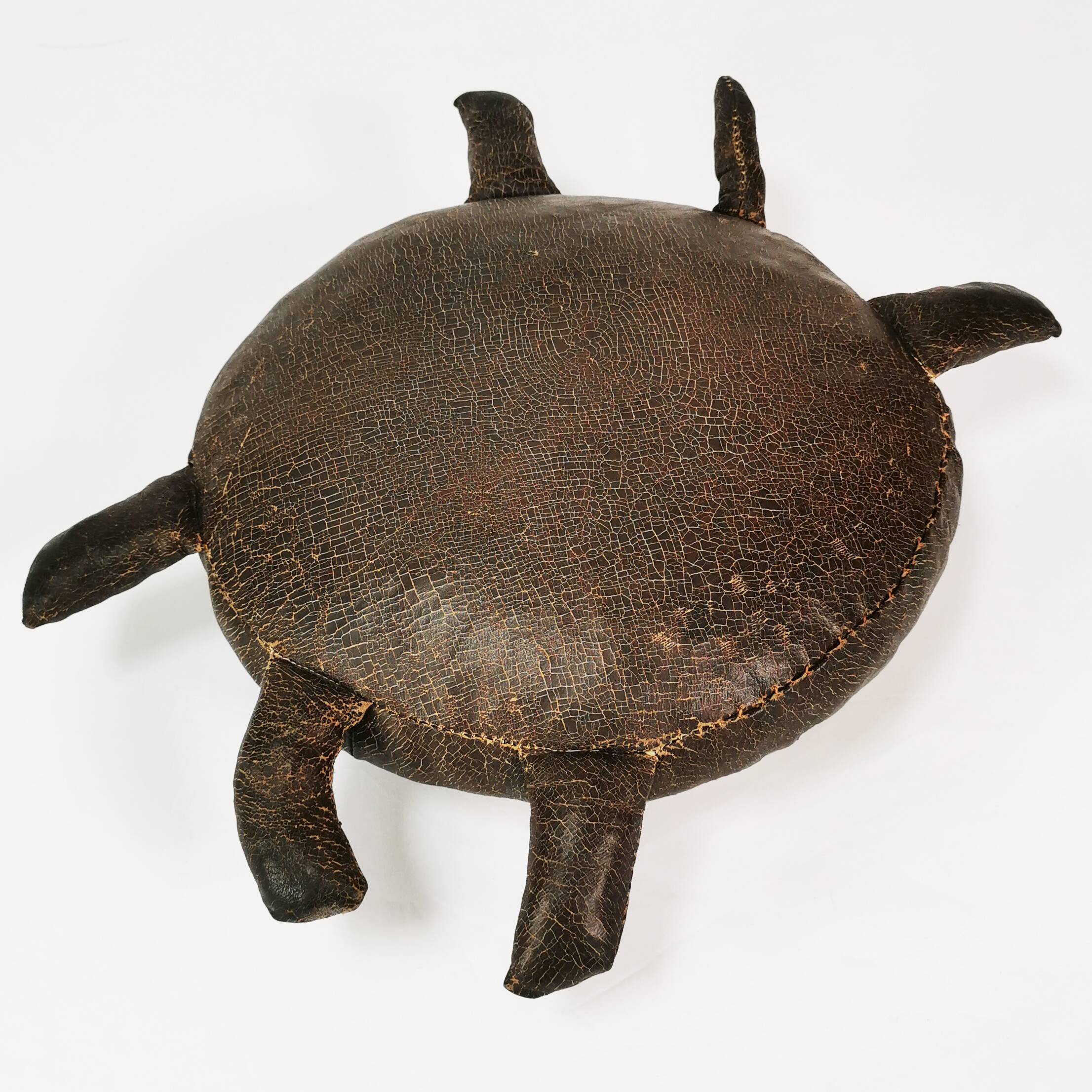 Patchwork leather pouffe - turtle, Germany 1960s