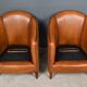 Pair of Solange club armchairs in sheepskin leather – reproduction