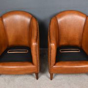 Pair of Solange club armchairs in sheepskin leather – reproduction