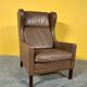 Danish vintage brown leather  high back armchair 1960s