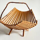 Chic folding table basket wood and bamboo vintage