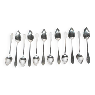 Set of 12 spoons in 800 Solid Silver Goldsmith Buttner Alsace 19th century 120gr