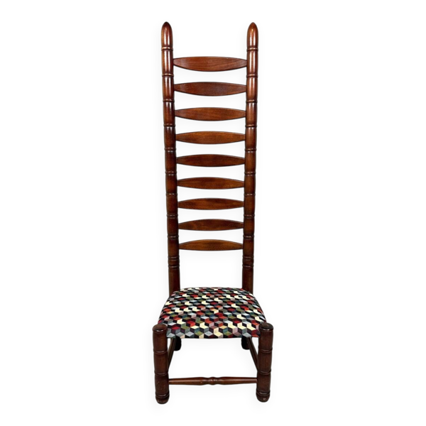 Chaise échelle à dossier haut des années 1970