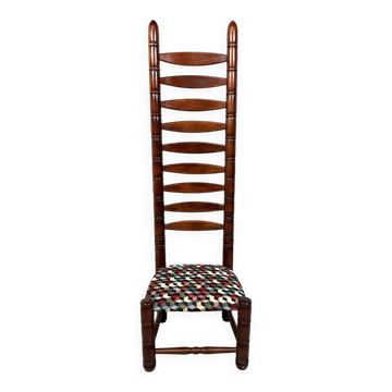 Chaise échelle à dossier haut des années 1970