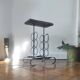 Side table, brutalist bottle holder in wrought iron and solid wood.
