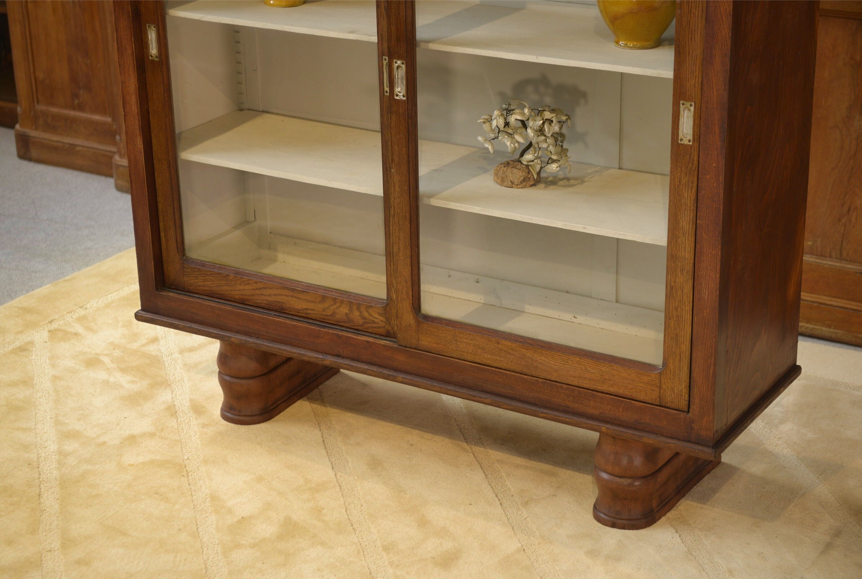 1940s oak display cabinet
