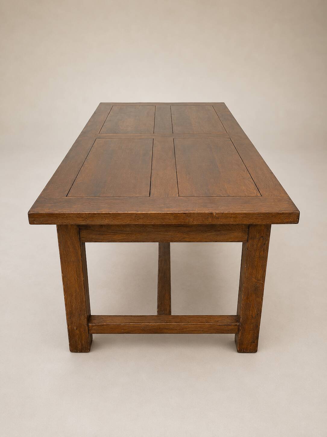 Grande table de ferme ancienne en chêne massif – 250 × 105 cm – Tiroir d'or