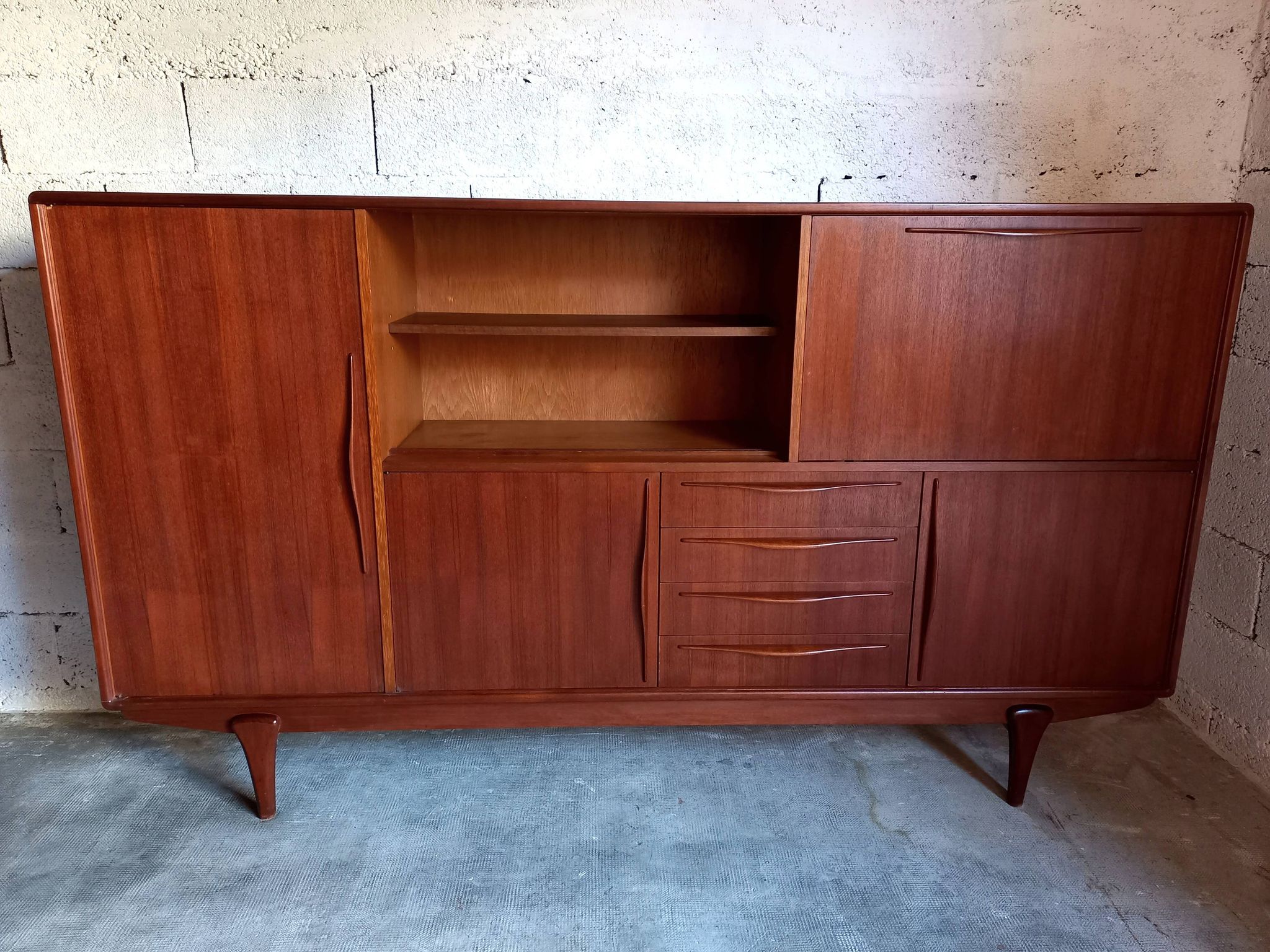 Vintage Scandinavian high row 50s 60s teak