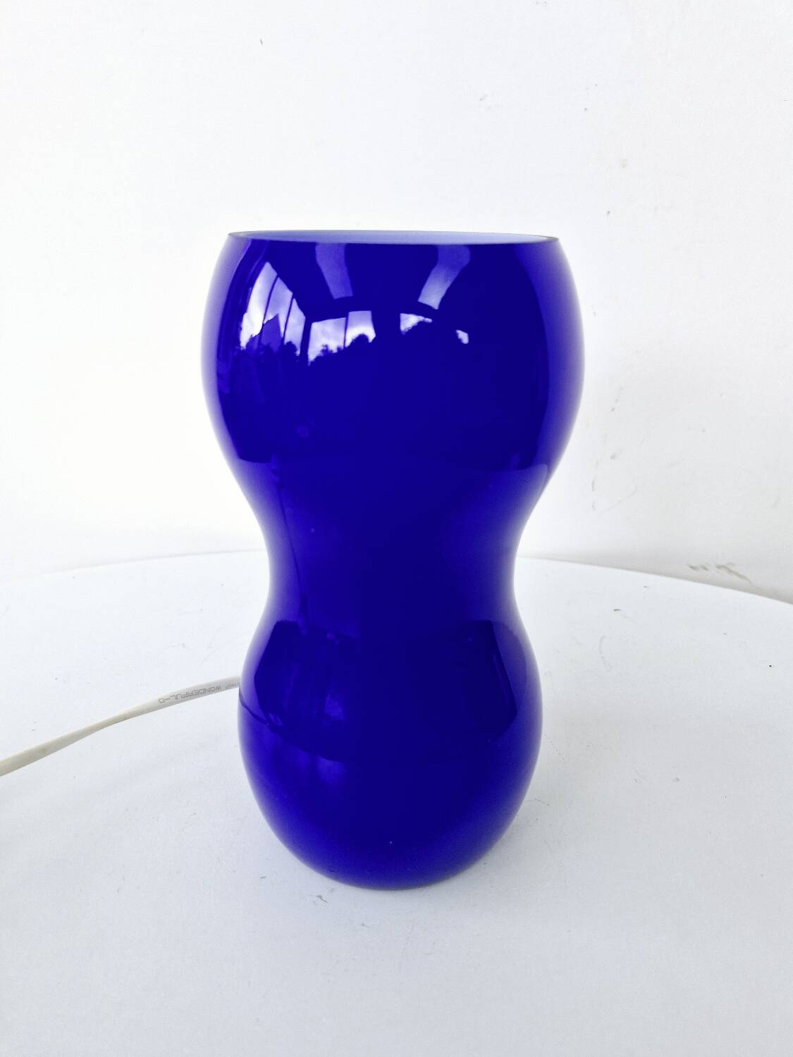 Lampe de table vintage 90's ikea design kvintant verre bleu
