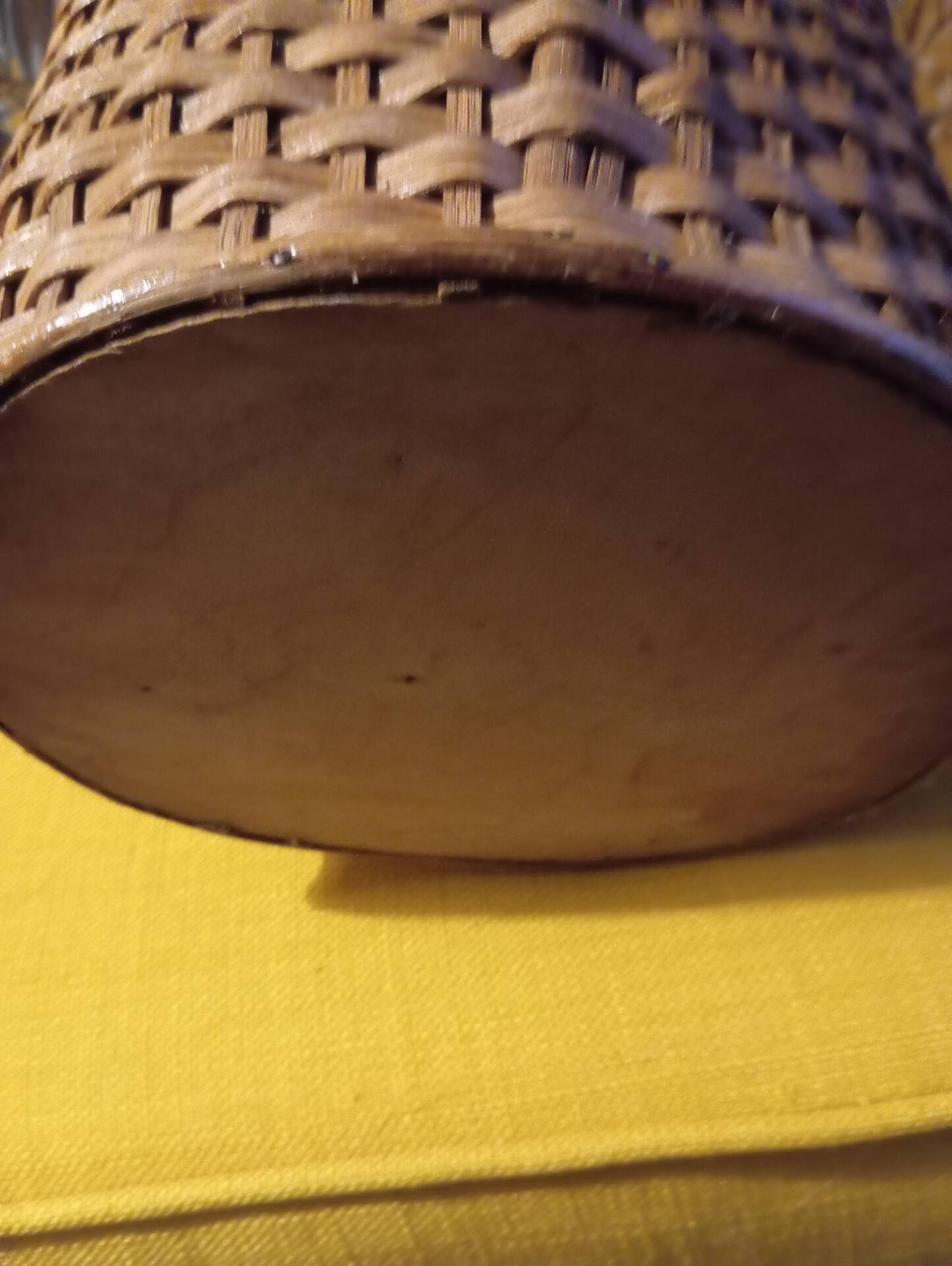 Woven wicker bottle basket. Flower Power. Very good condition.
