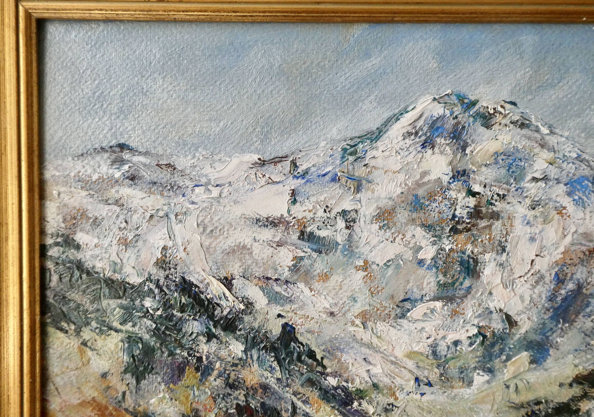 Tableau, oil, mountain landscape, Mont Blanc, Germaine Francoz