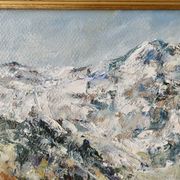 Tableau, oil, mountain landscape, Mont Blanc, Germaine Francoz