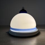 Vintage glass blue and white wall lamp sconce , 1970s