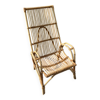 Large rattan armchair from the 60s