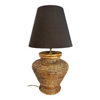 Lampe de table en osier de Birmanie 1980-1990
