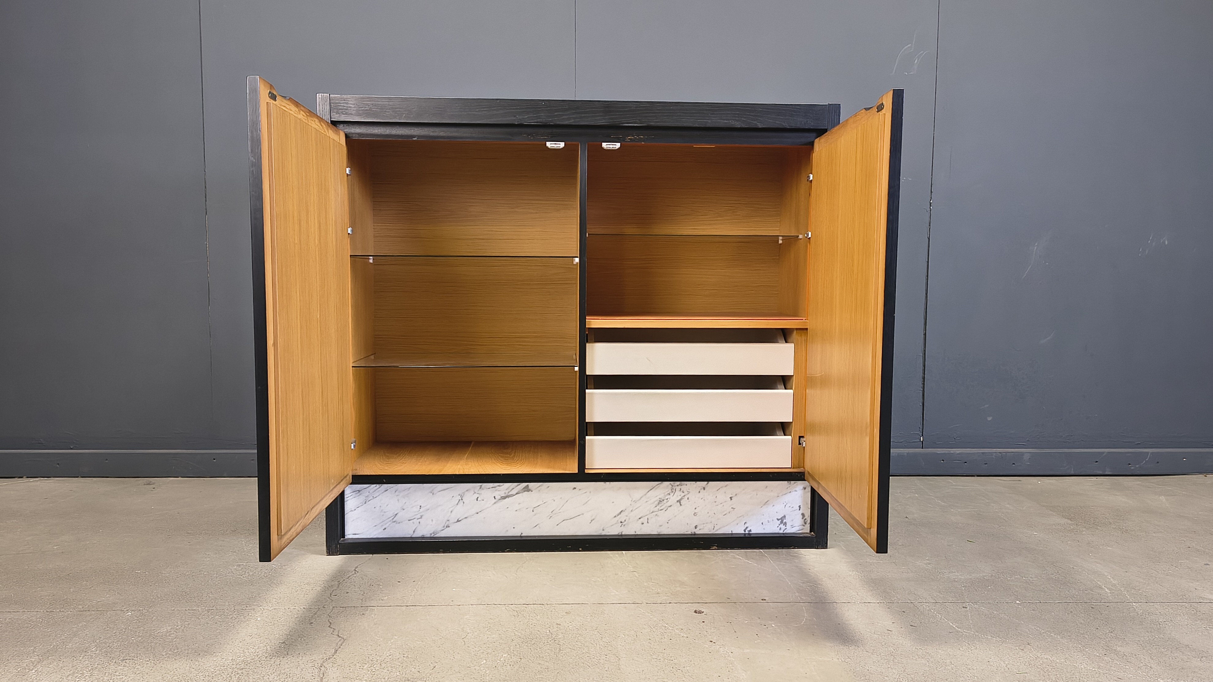 Black brutalist bar cabinet, 1970s