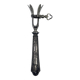 Silver-plated metal leg of lamb handle with engraved thistle flower patterns.