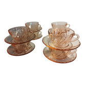 8 tasses en verre rose