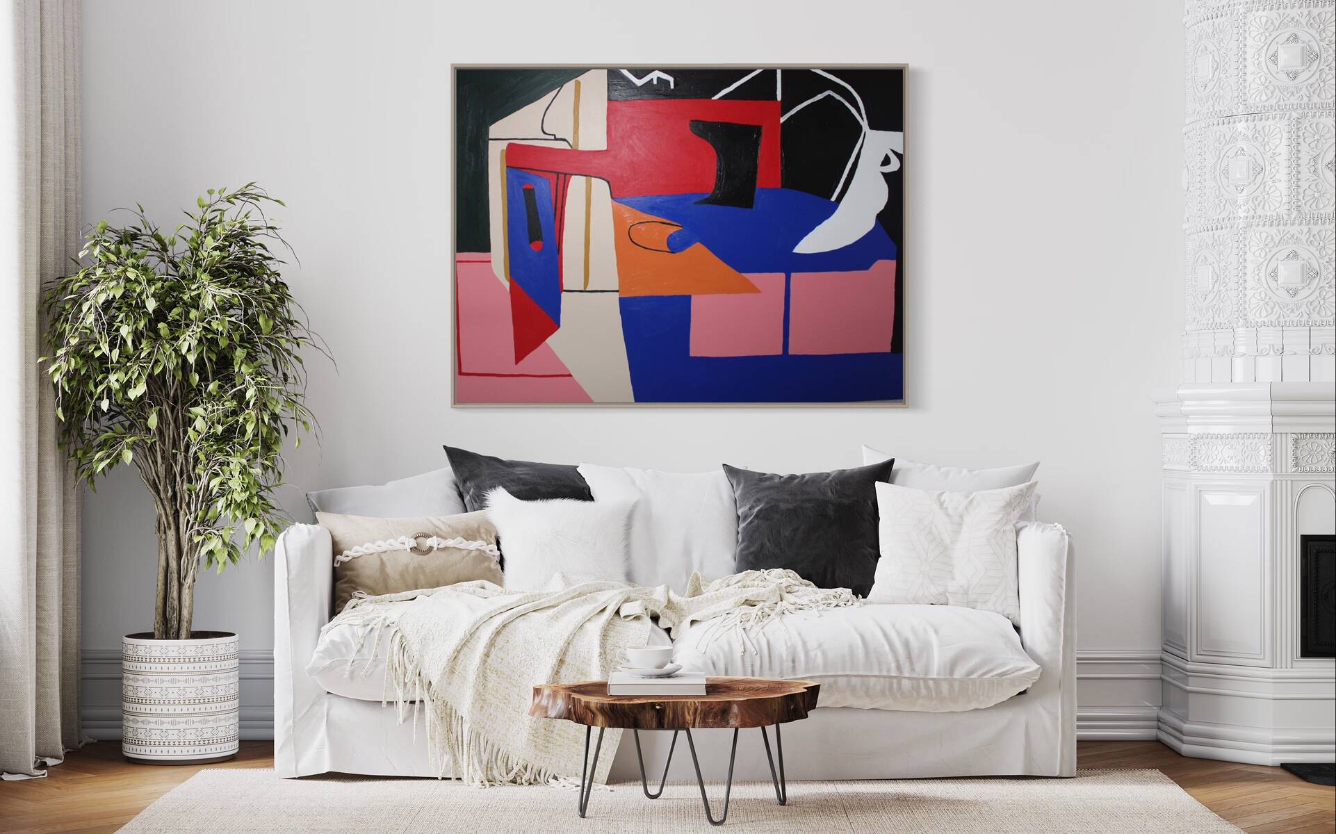 Large original abstract "Blue Chaos" 130x97 cm