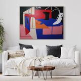 Large original abstract "Blue Chaos" 130x97 cm
