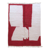 Contemporary red and white rug - 346 x 246 cm