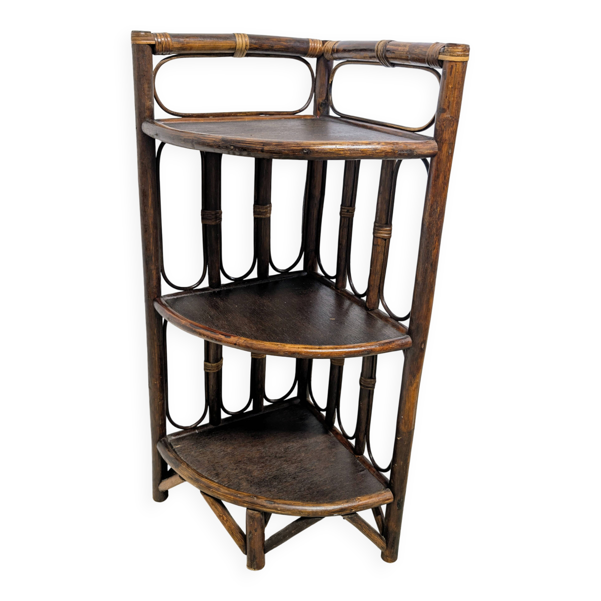 Rattan corner shelf