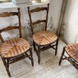 Set of rustic Provençal mulched chairs